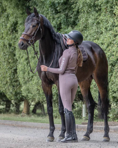 Mocha White coloured Equidry Womens Water Repellent Leggings on outdoor background 