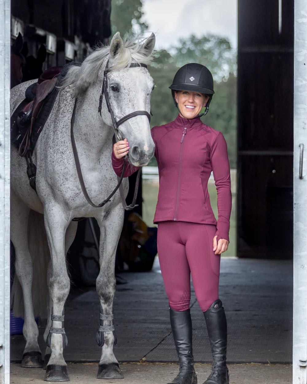 Pale Black coloured Equidry Womens Water Repellent Leggings on outdoor background 