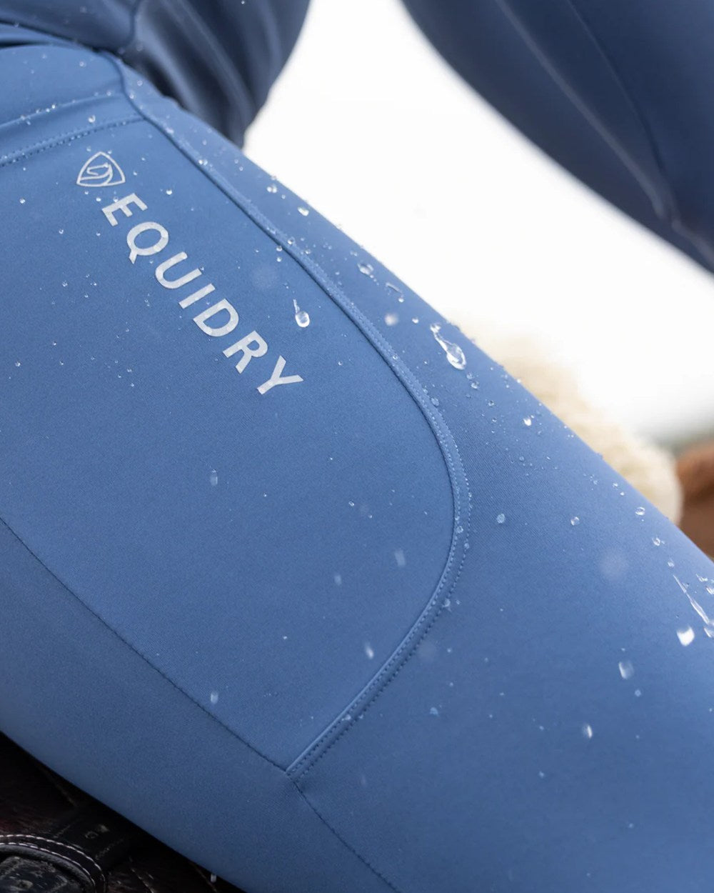 Steel Blue Grey coloured Equidry Womens Water Repellent Leggings on white background 
