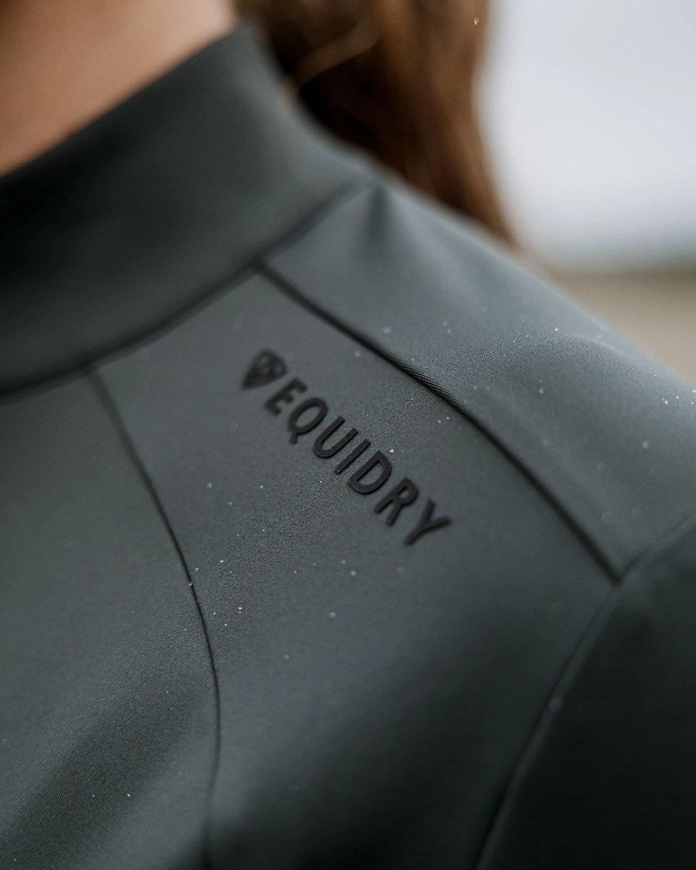 Black Forest Green Black Coloured Equidry Womens Water Repellent Zip Up Top on outdoor background 