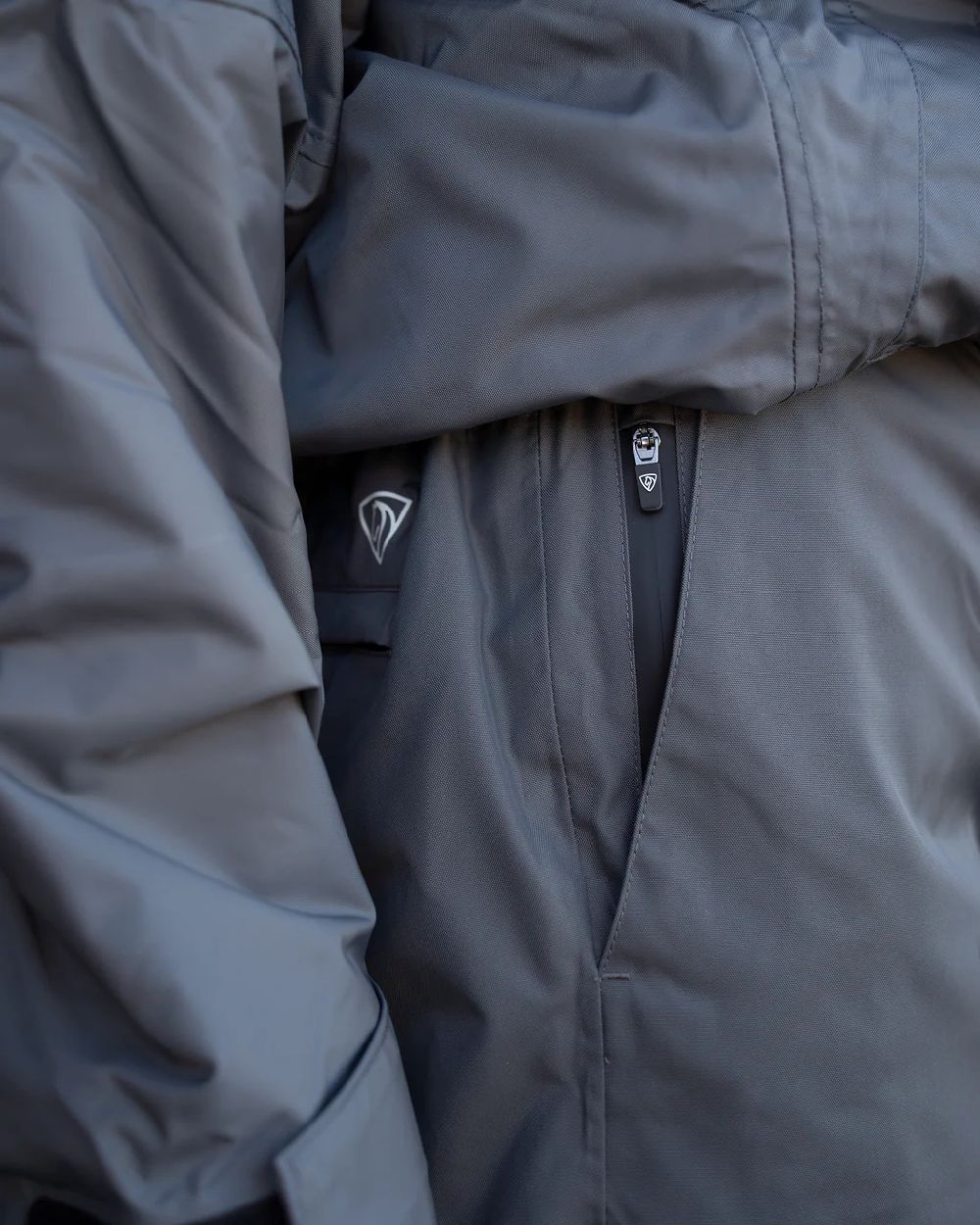 Charcoal Coloured Equidry Womens Waterproof Fleece Lined Trousers on outdoor background 
