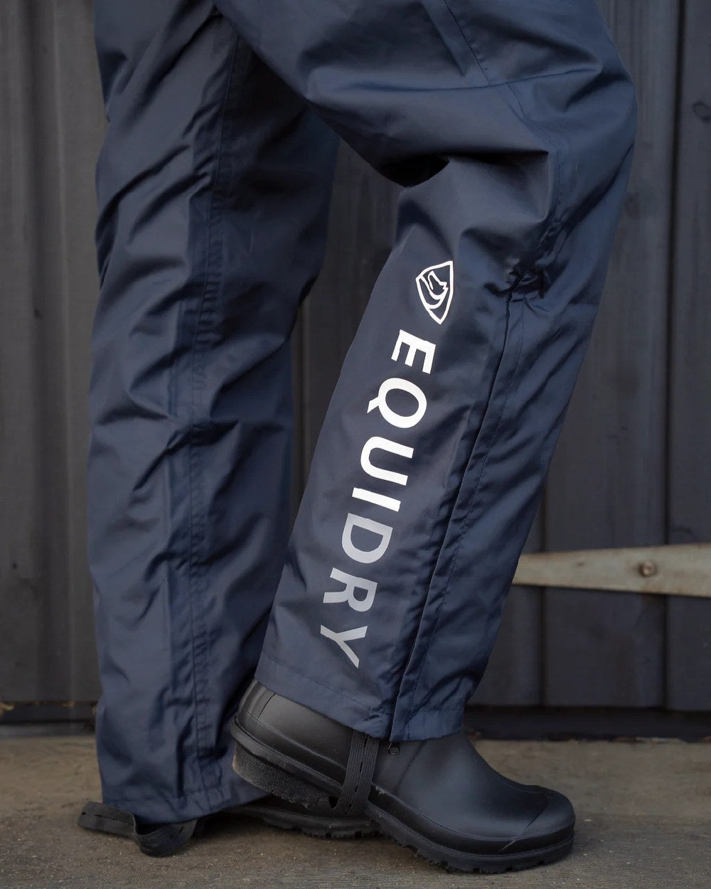 Navy Coloured Equidry Womens Waterproof Fleece Lined Trousers on outdoor background 