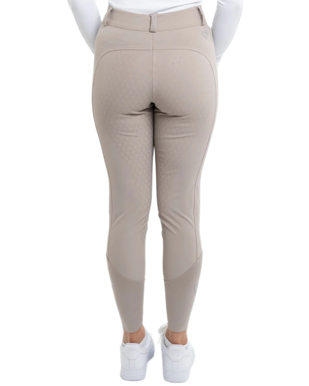 Beige coloured Equidry Womens Waterproof Riding Breeches on white background 
