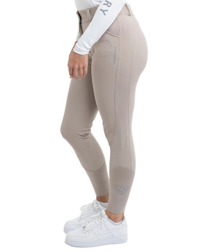 Beige coloured Equidry Womens Waterproof Riding Breeches on white background 