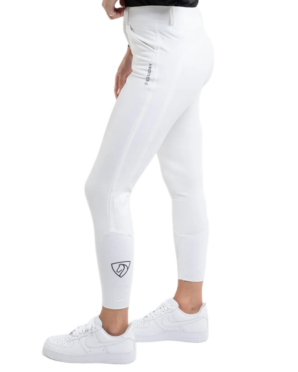 White coloured Equidry Womens Waterproof Riding Breeches on white background 