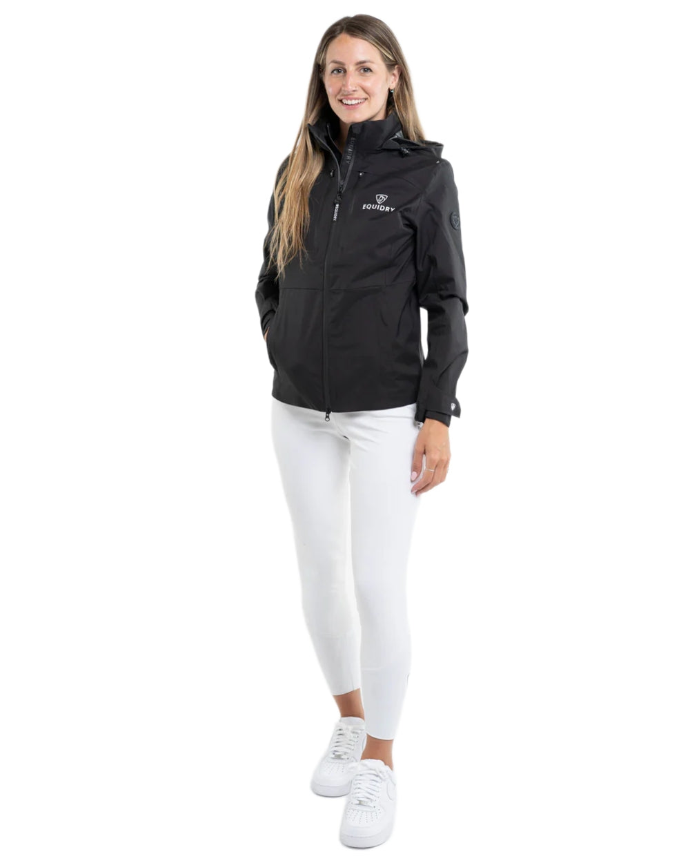 White coloured Equidry Womens Waterproof Riding Breeches on white background 
