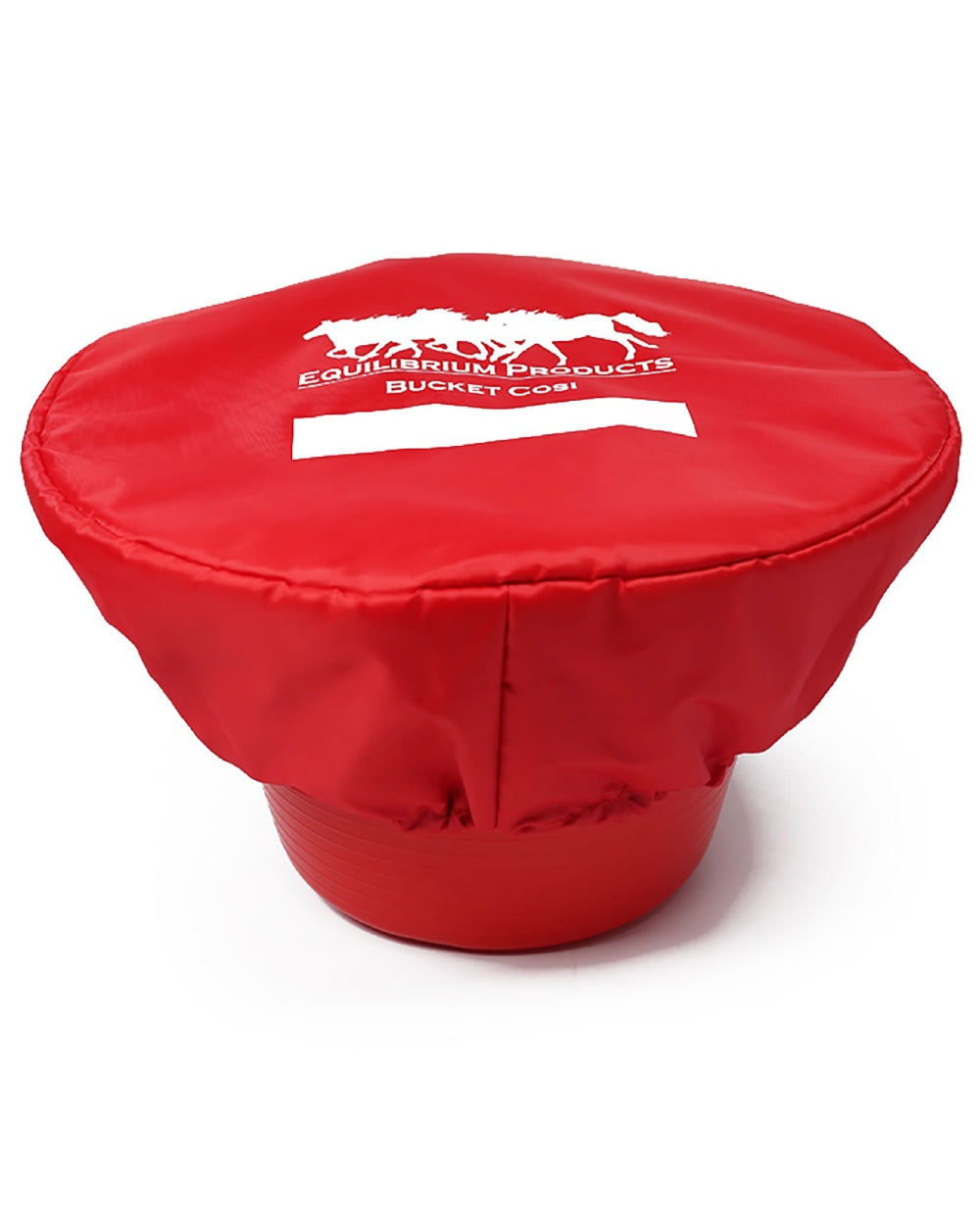 Red coloured Equilibrium Bucket Cosi on white background 