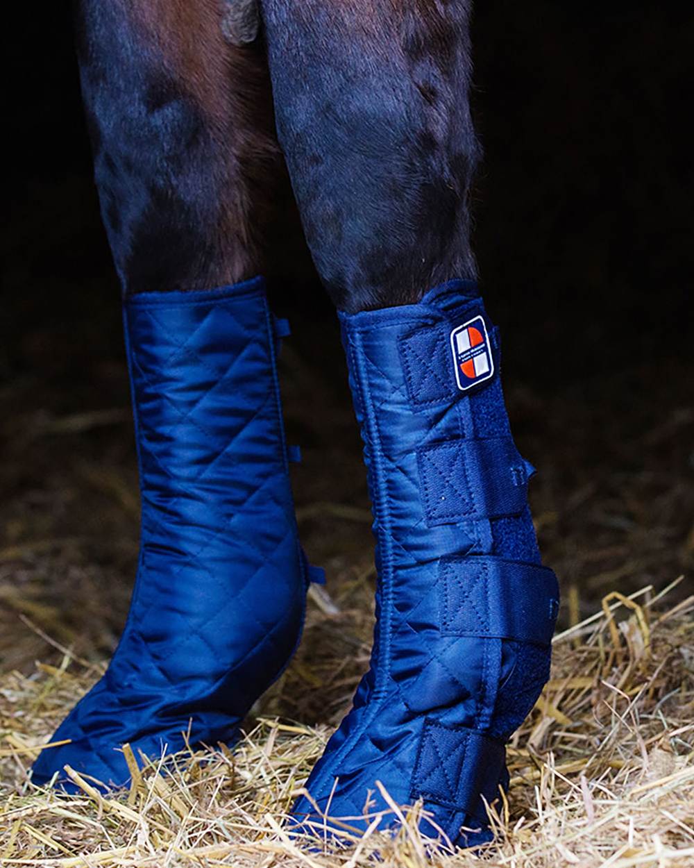 Blue coloured Equilibrium Equi-Chaps Stable Chaps on blurry background 