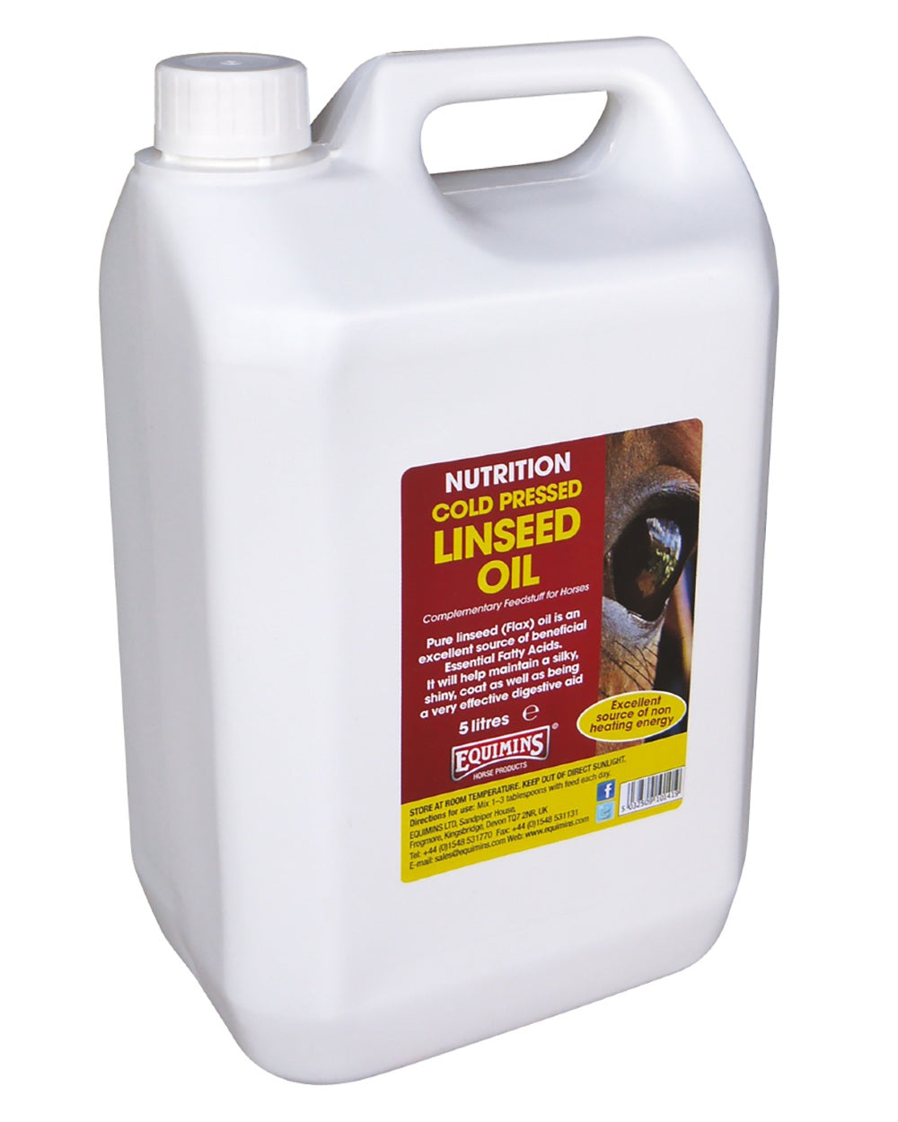 Equimins Linseed Oil 5L on white background