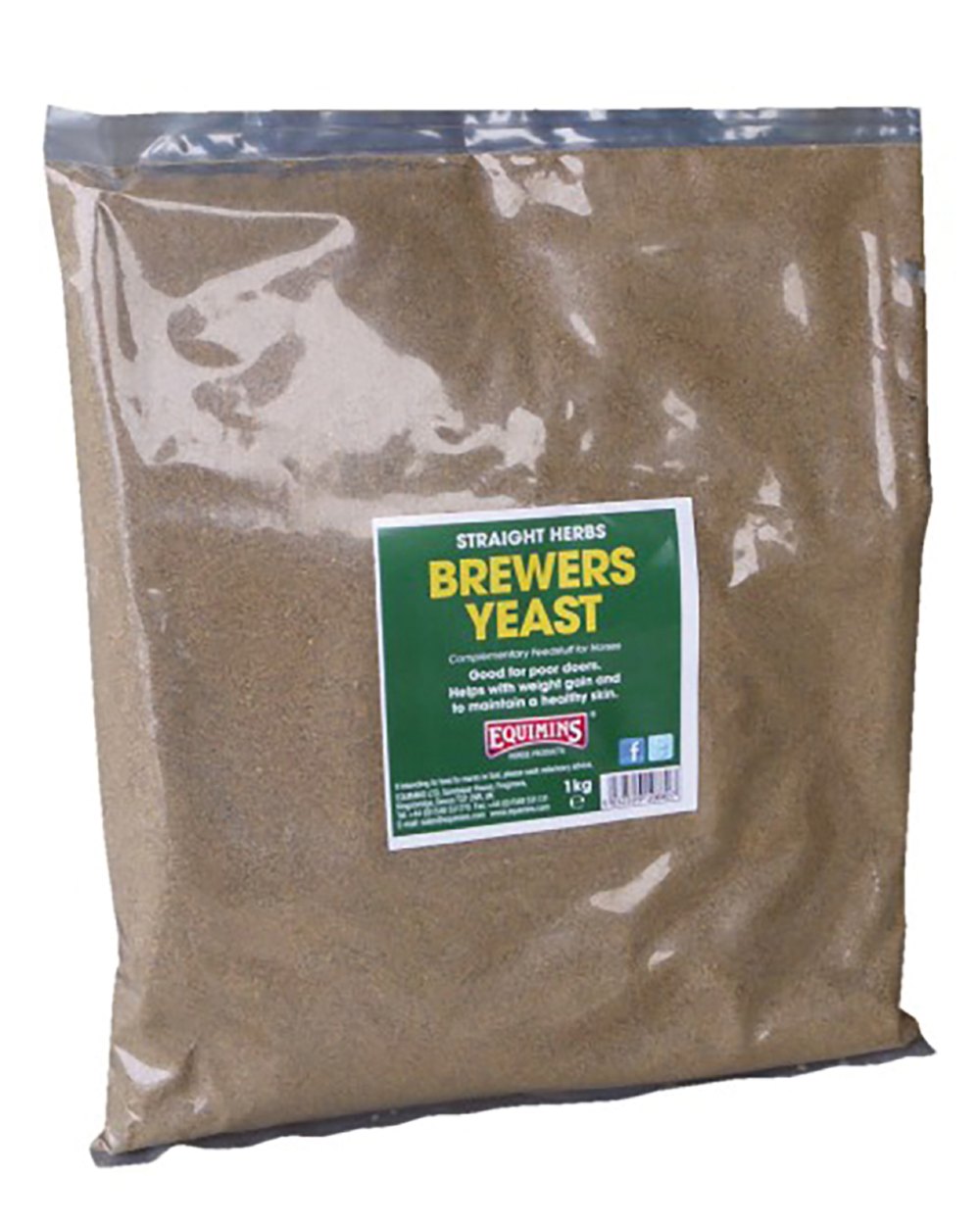 Equimins Straight Herbs Brewers Yeast 1kg Bag on white backgorund