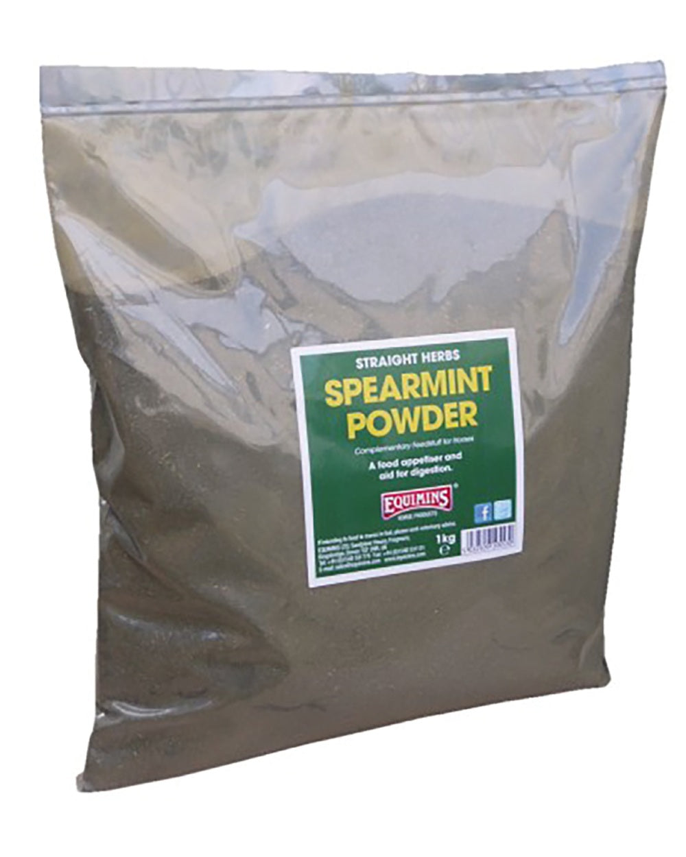 Equimins Straight Herbs Spearmint Powder 1kg on white background