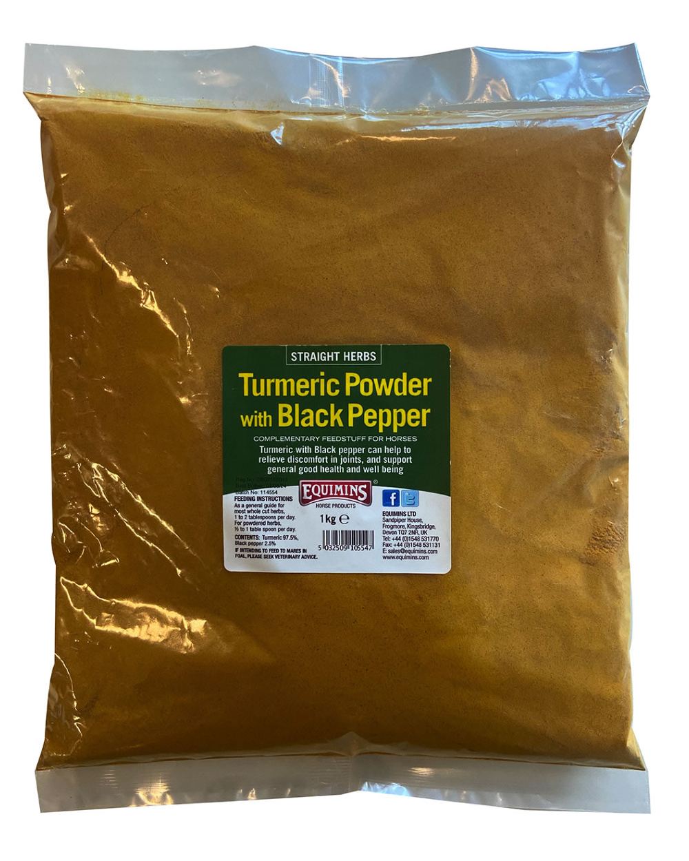 Equimins Straight Herbs Turmeric Powder With Black Pepper 1Kg on white background