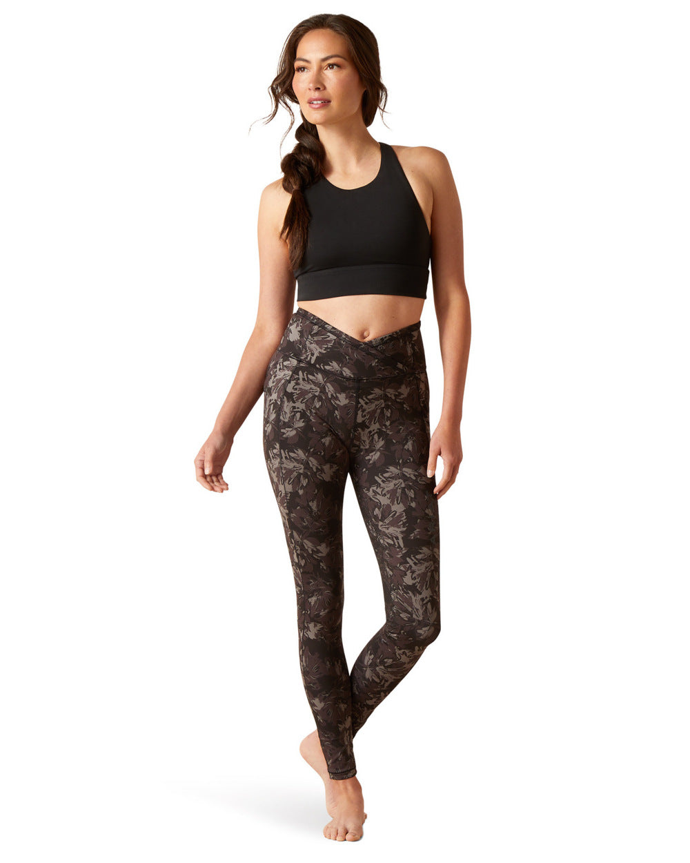 Exploded Black Floral Coloured Ariat Womens Eos Etch Half Grip Tight On A White Background 