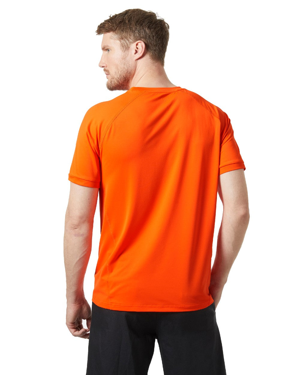 Flame coloured Helly Hansen Mens HP Ocean T-Shirt 2.0 on white background 