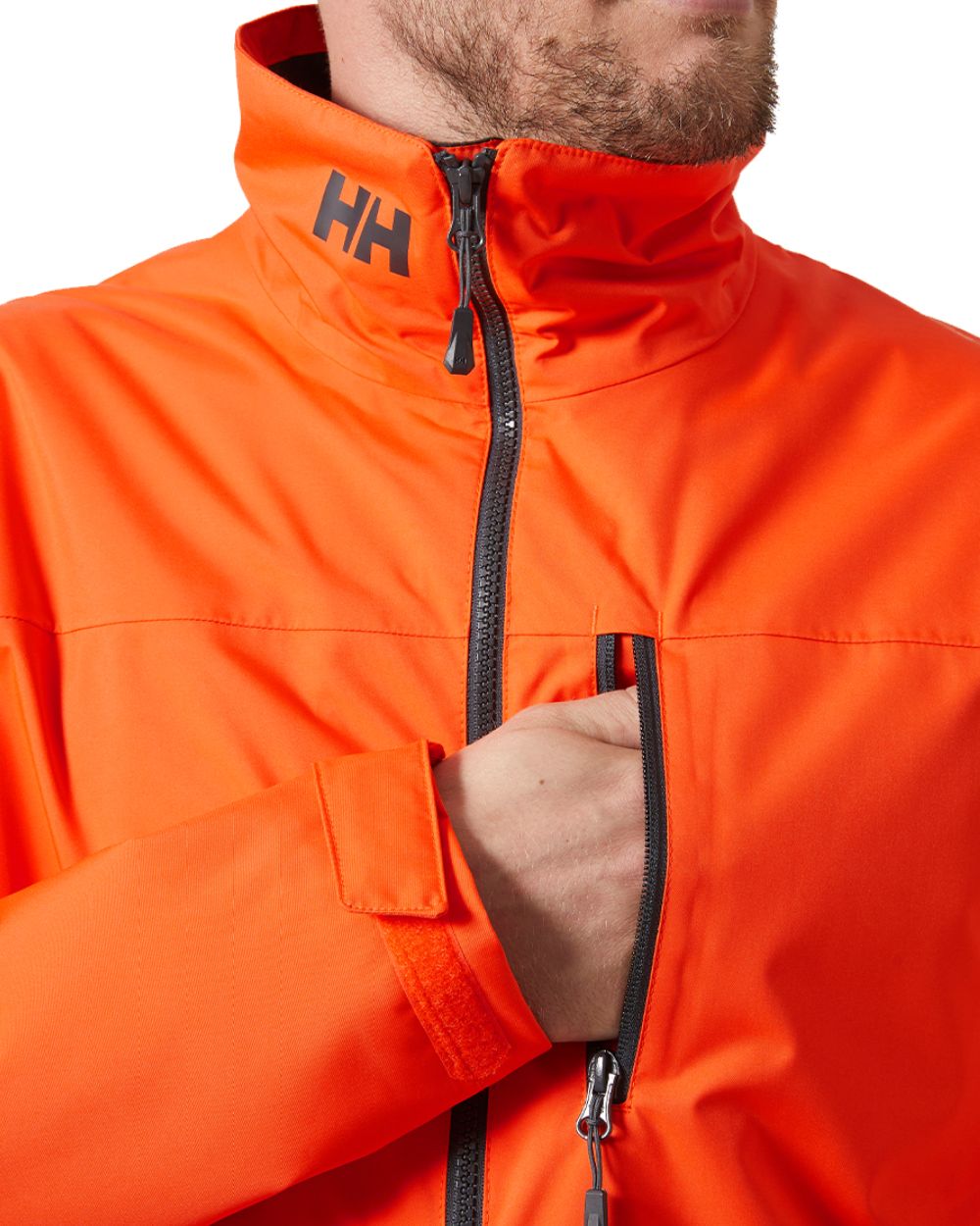 Flame Coloured Helly Hansen Mens Crew Midlayer Jacket 2 On A White Background 