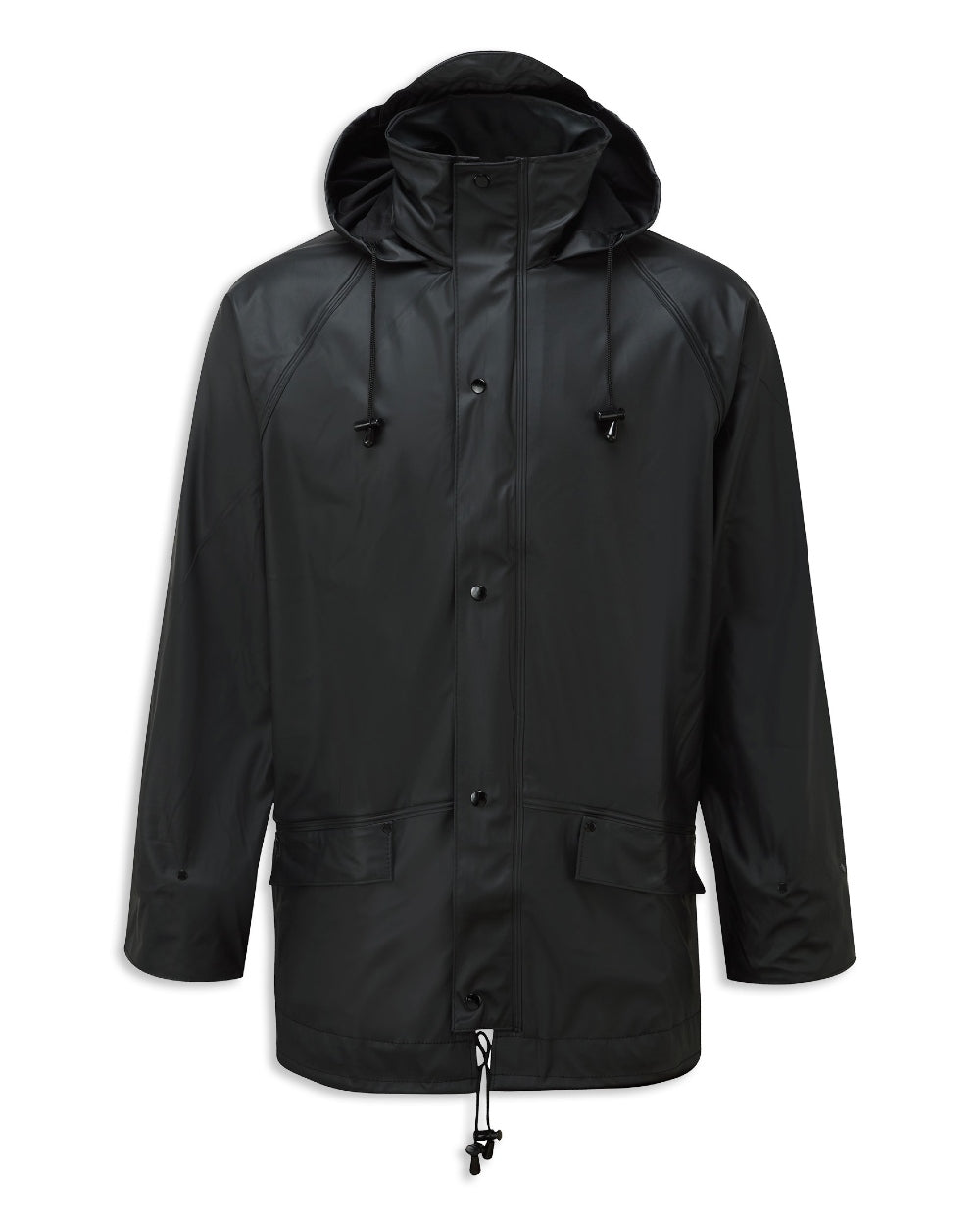 Black coloured Fort Airflex Fortex Breathable Waterproof Jacket on white background 