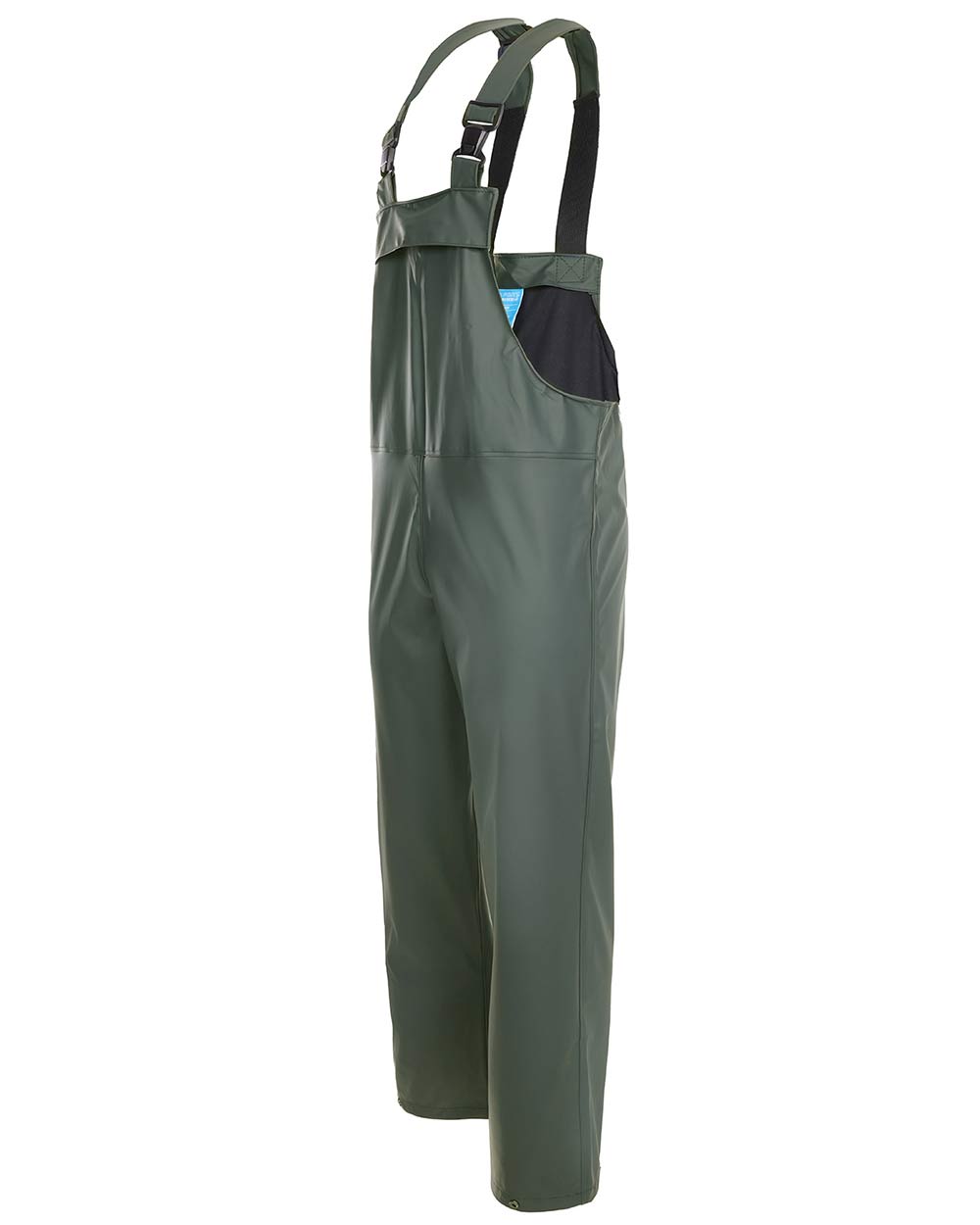 Olive coloured Fort Airflex Waterproof Breathable Bib and Brace Overalls on white background 