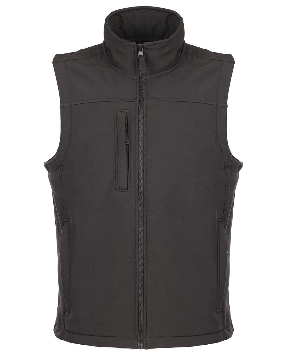 Black coloured Fort Breckland Softshell Bodywarmer on white background 