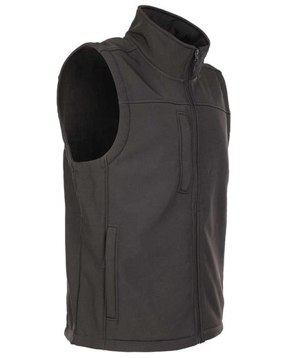 Black coloured Fort Breckland Softshell Bodywarmer on white background 