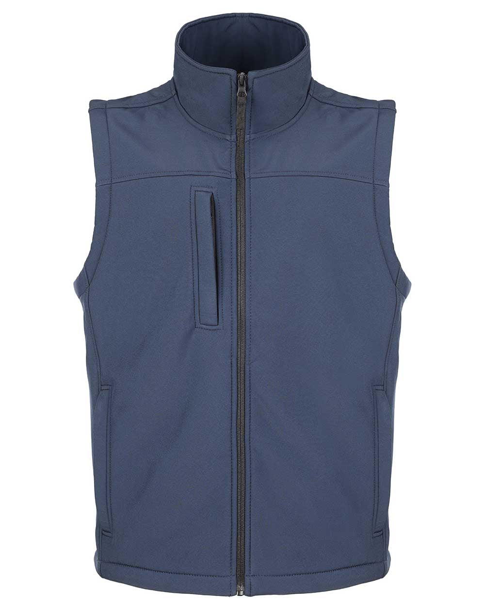 Navy Blue coloured Fort Breckland Softshell Bodywarmer on white background 