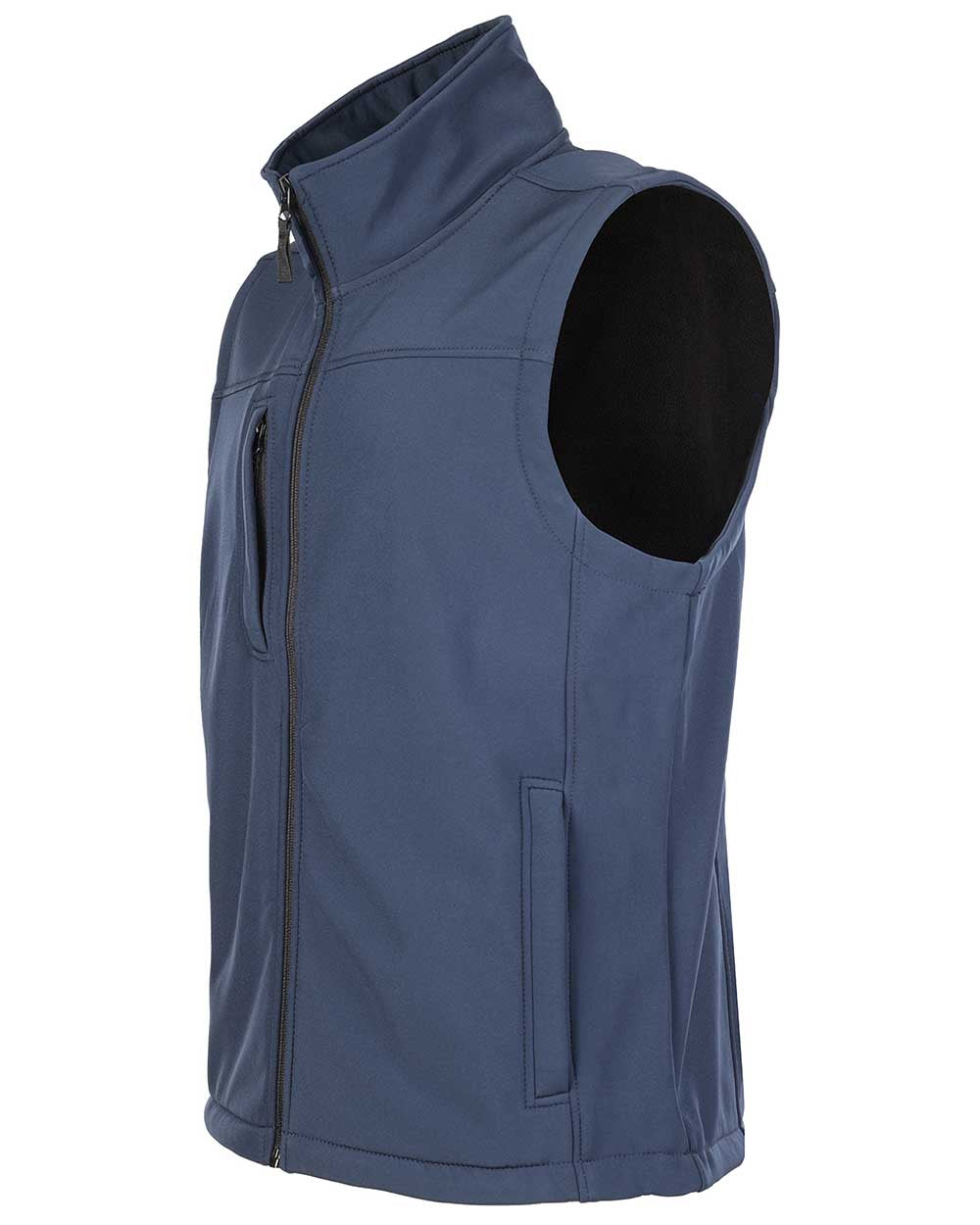 Navy Blue coloured Fort Breckland Softshell Bodywarmer on white background 