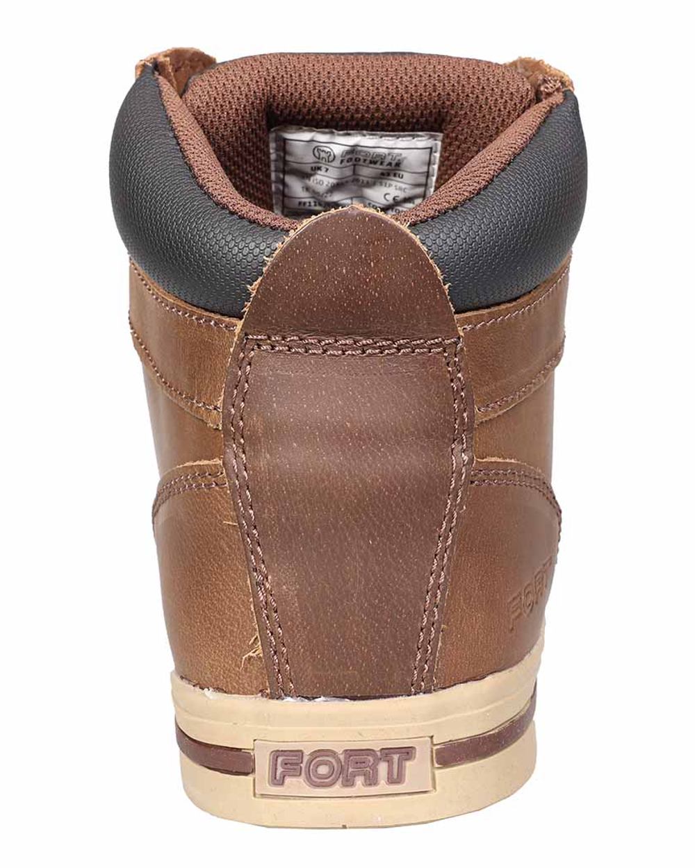 Brown coloured Fort Compton Safety Boots on white background 