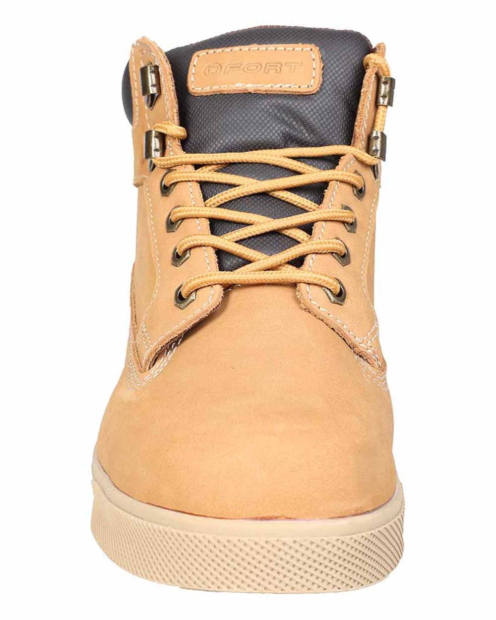 Tan coloured Fort Compton Safety Boots on white background 