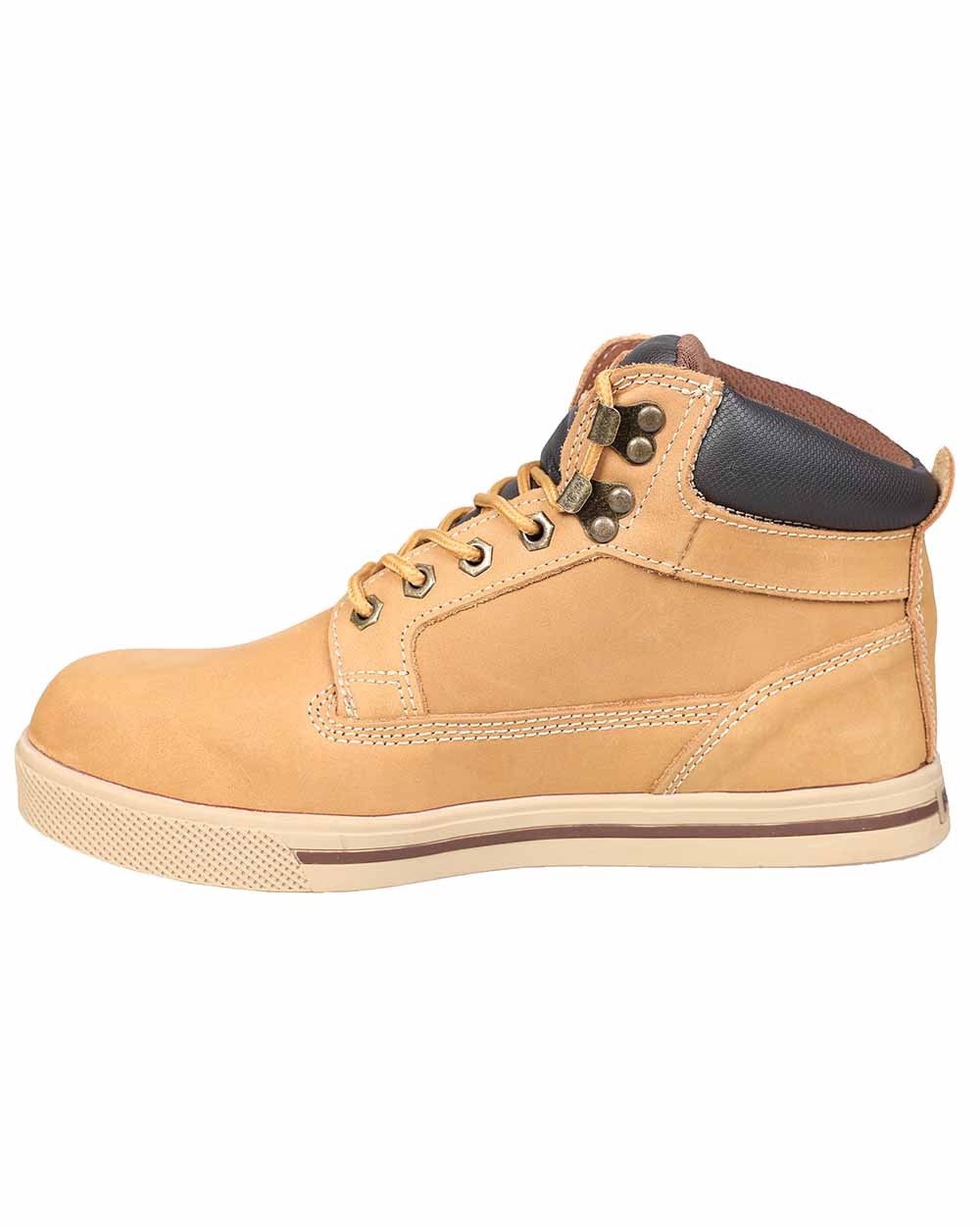 Tan coloured Fort Compton Safety Boots on white background 