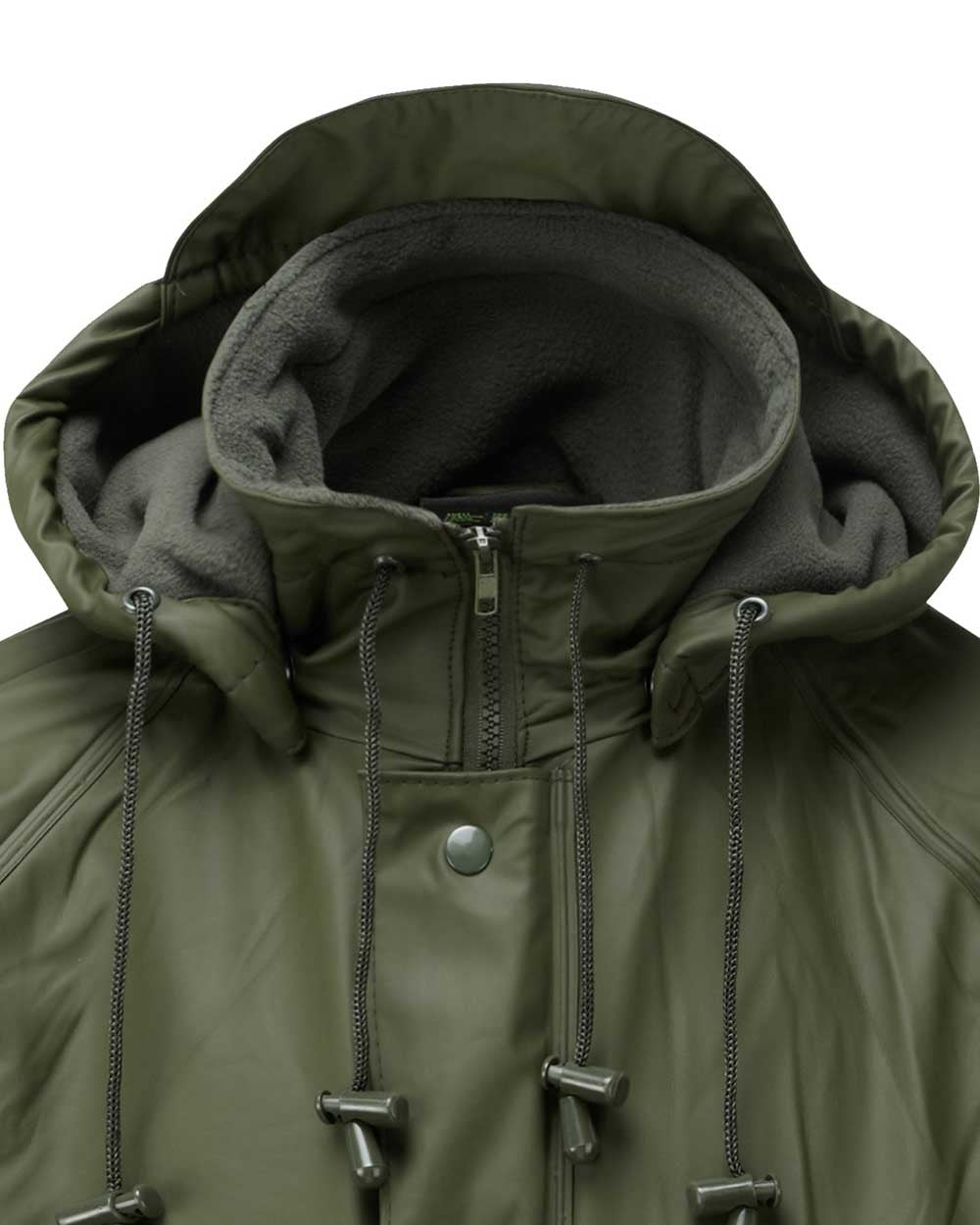 Olive Green coloured Fort Fortex Flex Waterproof Fleece Lined Jacket on white background 