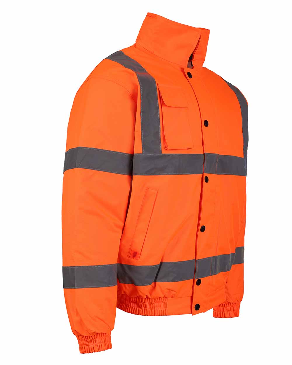 Orange coloured Fort Hi-Vis Waterproof Bomber Jacket on white background 