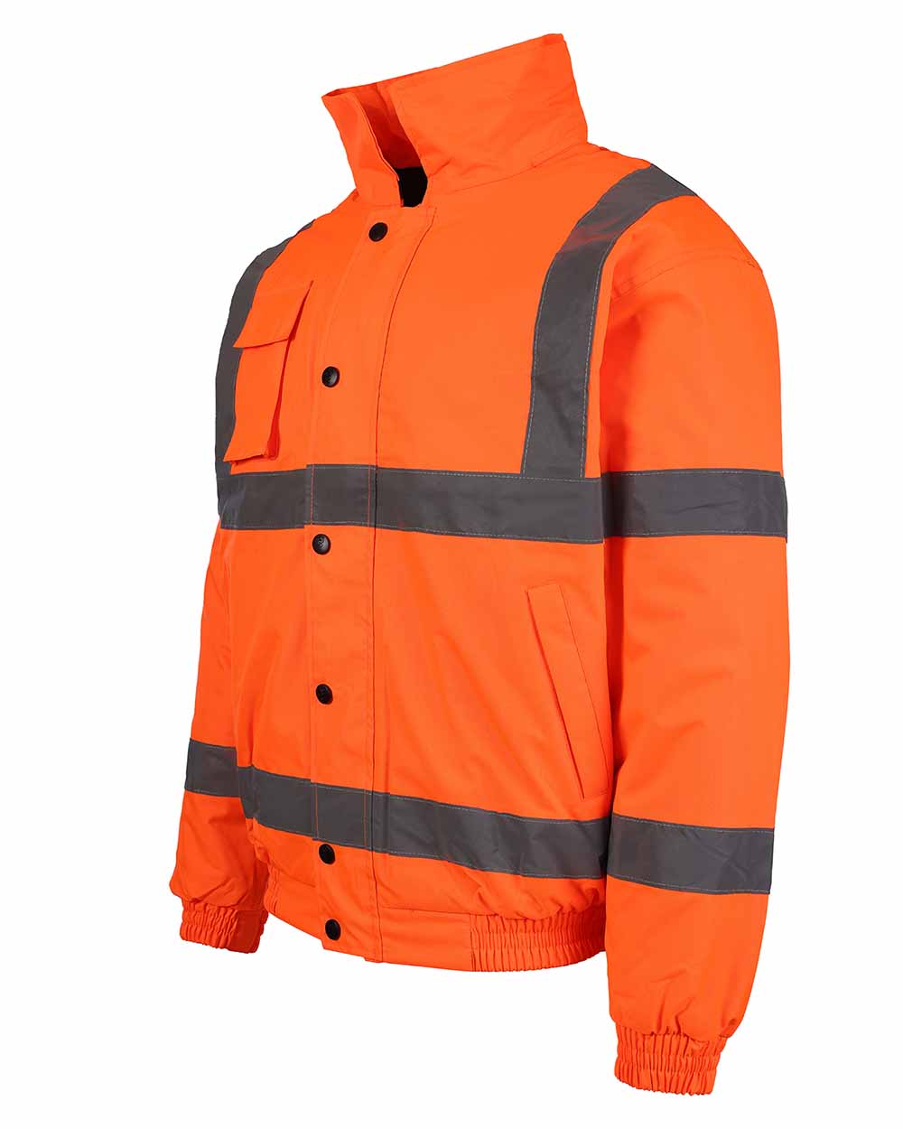 Orange coloured Fort Hi-Vis Waterproof Bomber Jacket on white background 