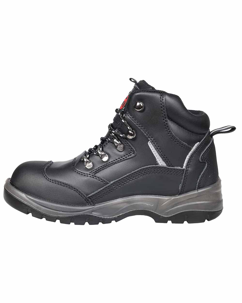 Black coloured Fort Knox Safety Boots on white background 