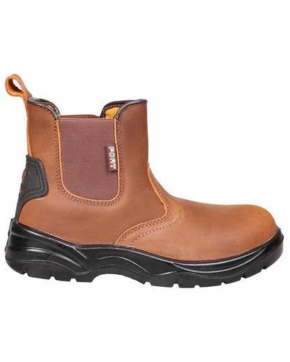 Brown coloured Fort Regent Safety Boots on white background 