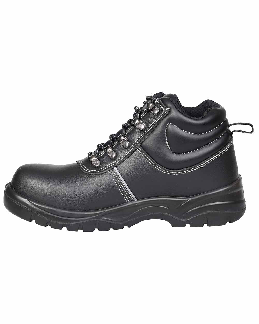 Black coloured Fort Workforce Safety Boots on white background 