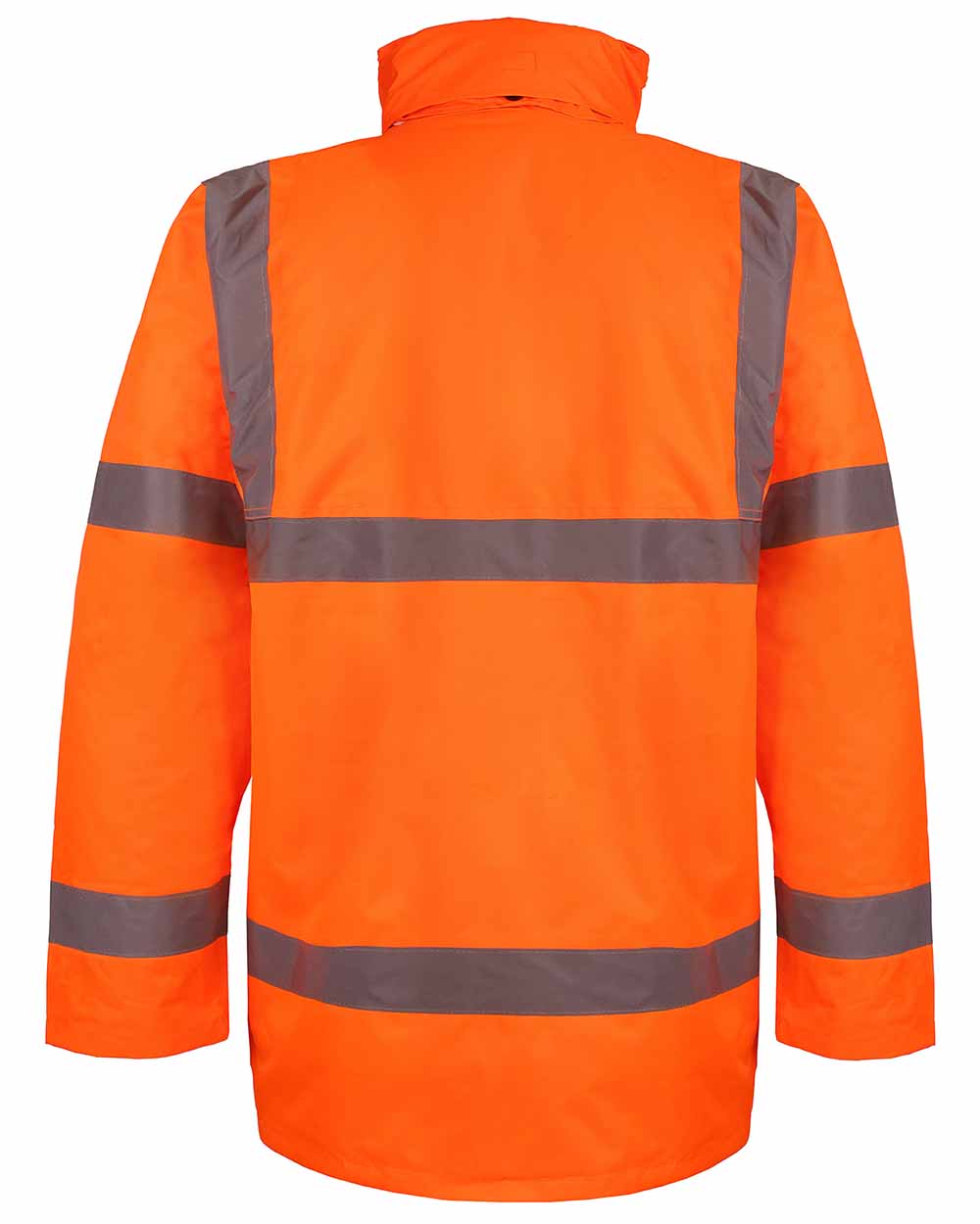 Orange coloured Fort Workwear Hi-Vis Quilted Jacket on white background 