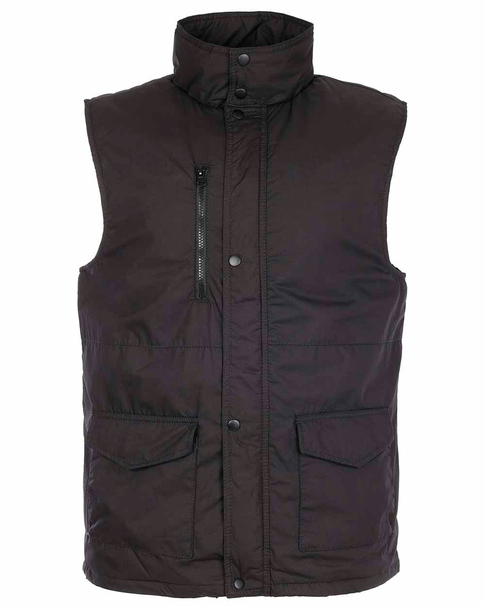 Black coloured Fort Wroxham Quilted Bodywarmer on white background 