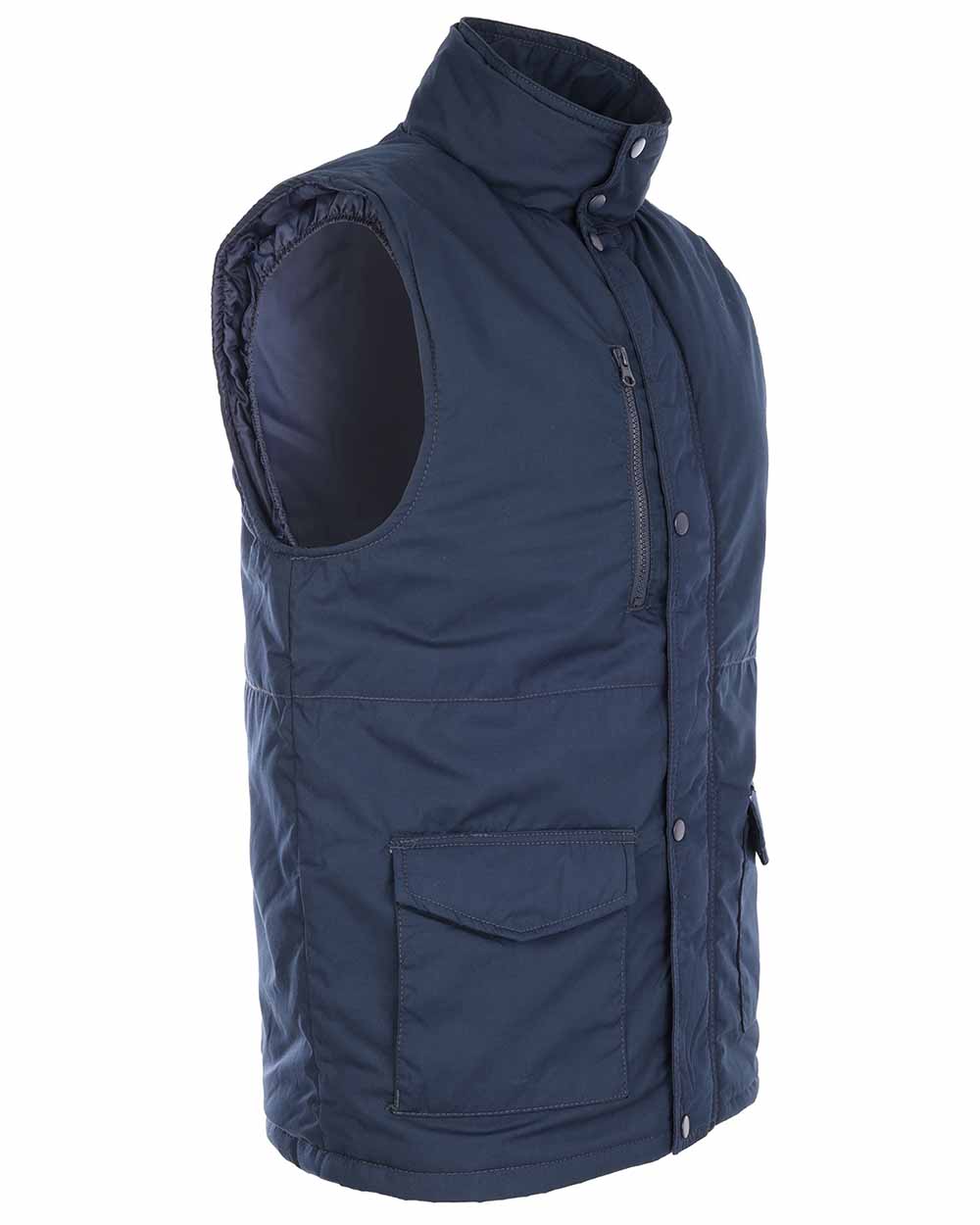 Navy Blue coloured Fort Wroxham Quilted Bodywarmer on white background 