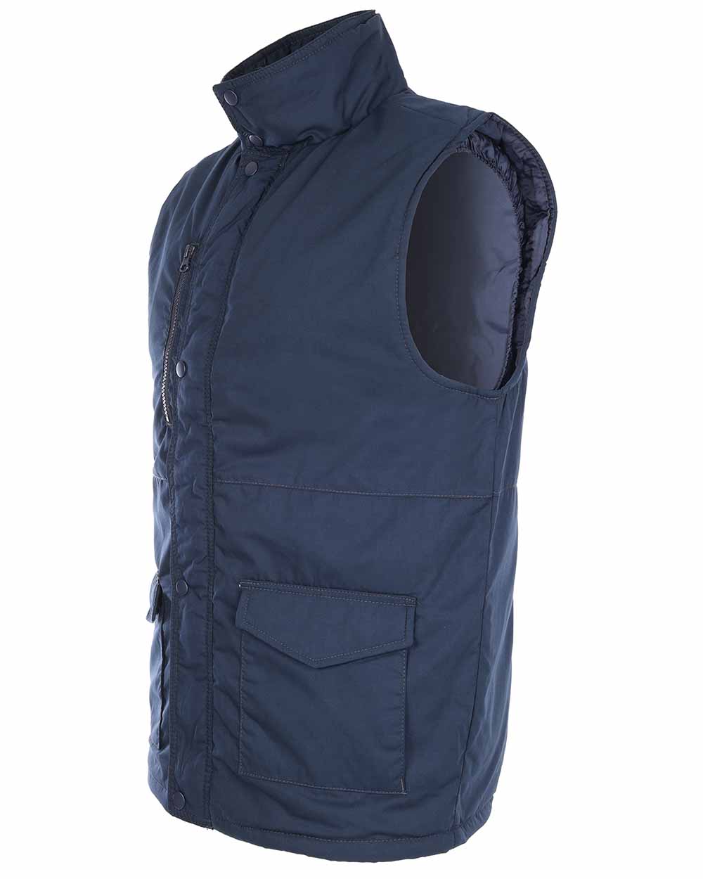 Navy Blue coloured Fort Wroxham Quilted Bodywarmer on white background 