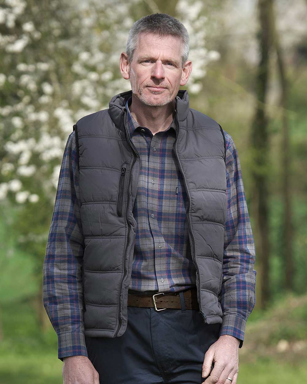 Grey coloured Fort Carlton Bodywarmer on blurry background 