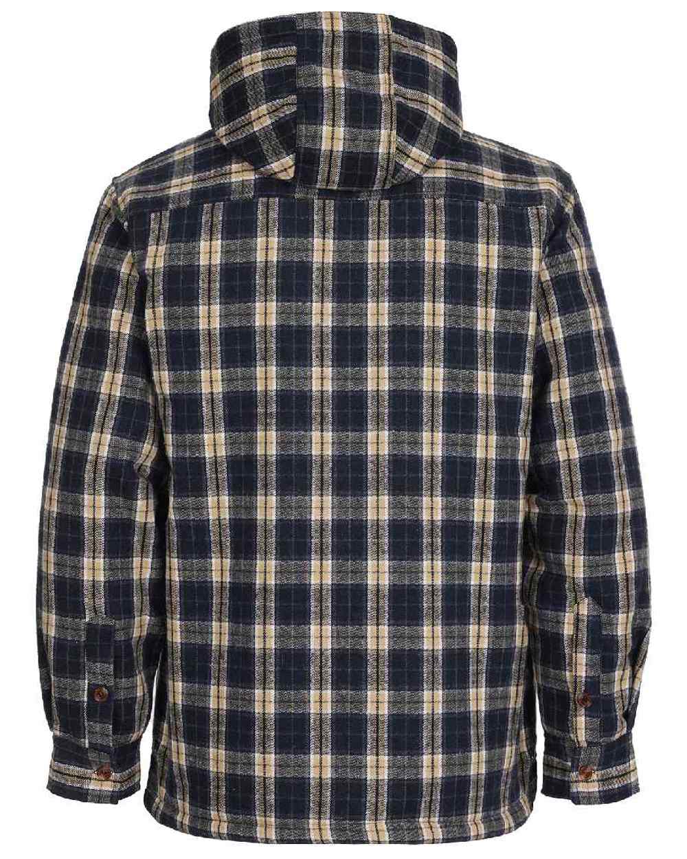 Blue coloured Fort Penarth Sherpa Fleece Lined Tartan Hoodie on white background 