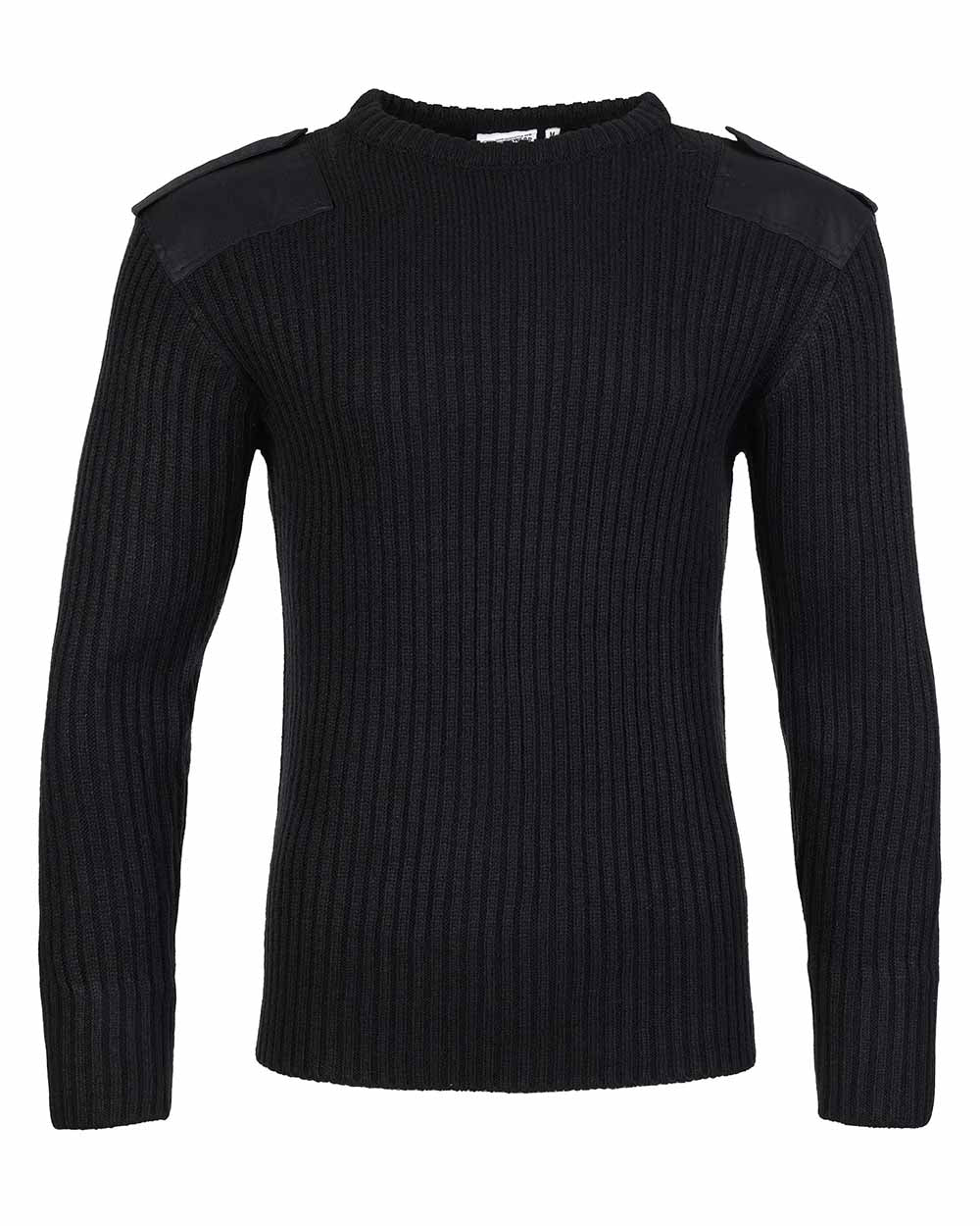 Black Crew Neck Military Style Jumper by Fort 