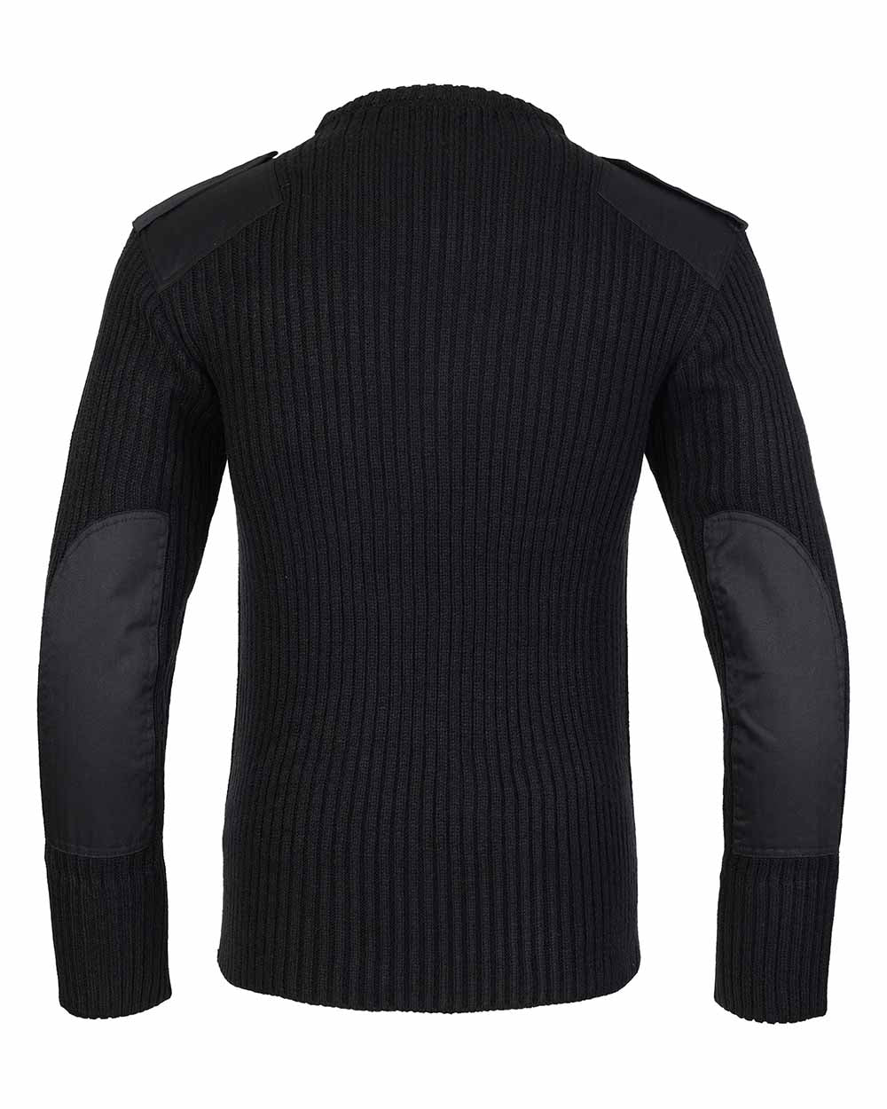 Black Crew Neck Military Style Jumper by Fort 