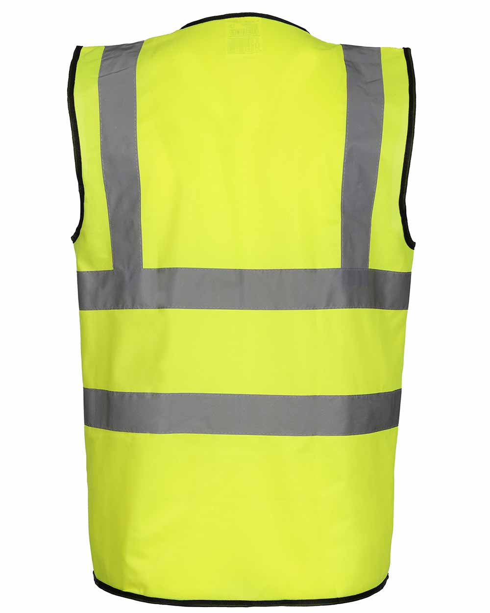 Back View Yellow Fort Hi-Vis Vest with reflective strips 