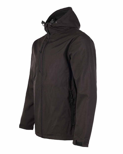 Side view hooded Black Fort Holkham Hooded Softshell Jacket  