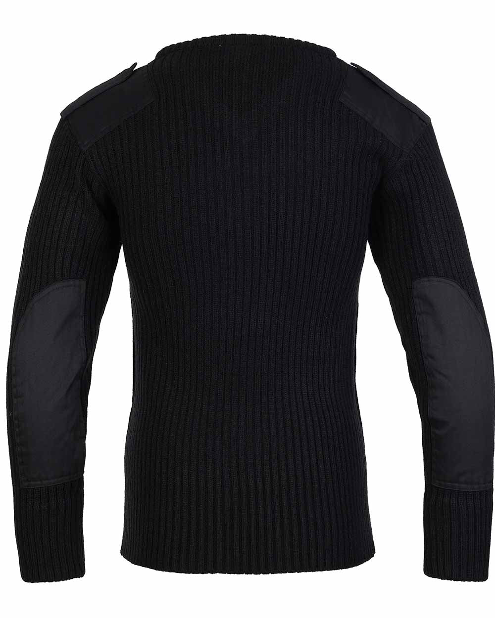 Elbow patches Vee Neck Military Style Jumper by Fort 