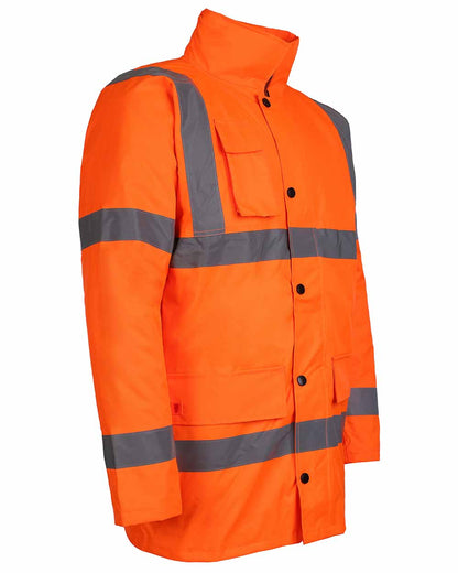 Side with reflective strips Fort Workwear Quilted Jacket in orange 