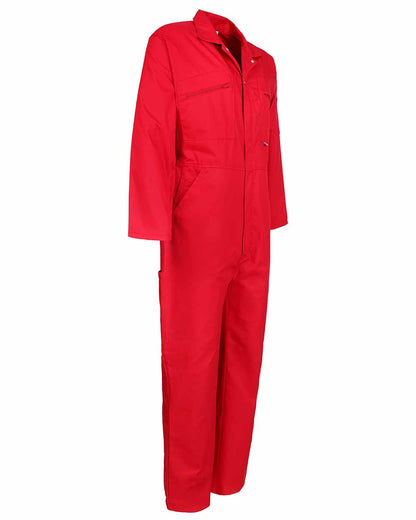 Zipped chest pockets detail on Fort Zip Front Boilersuit in Red 