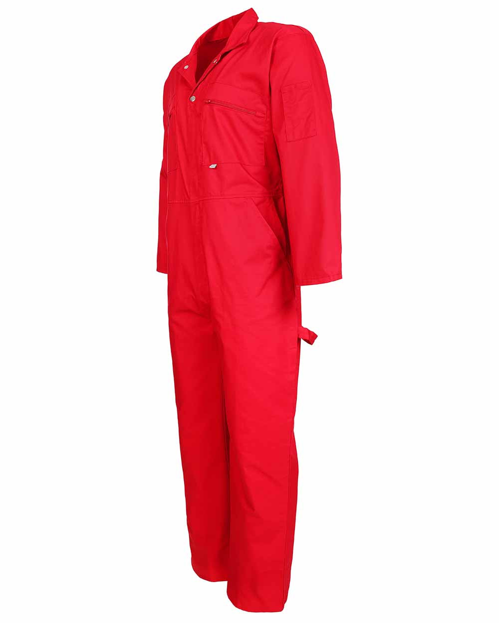 Zipped chest pocket detail on Fort Zip Front Boilersuit in Red 
