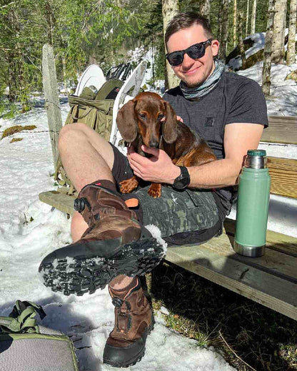 Coffee Coloured Gateway1 Estate Beater 9" 400g G1 Speed-Lacing Boots on outdoor background 