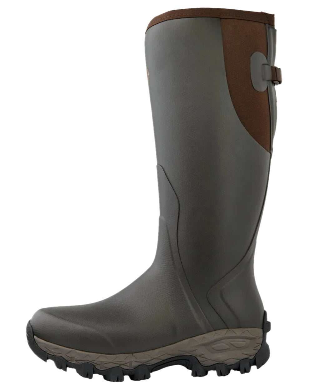 Dark Brown Coloured Gateway1 Moor Country 18" 3mm Side-Zip Wellingtons on white background 